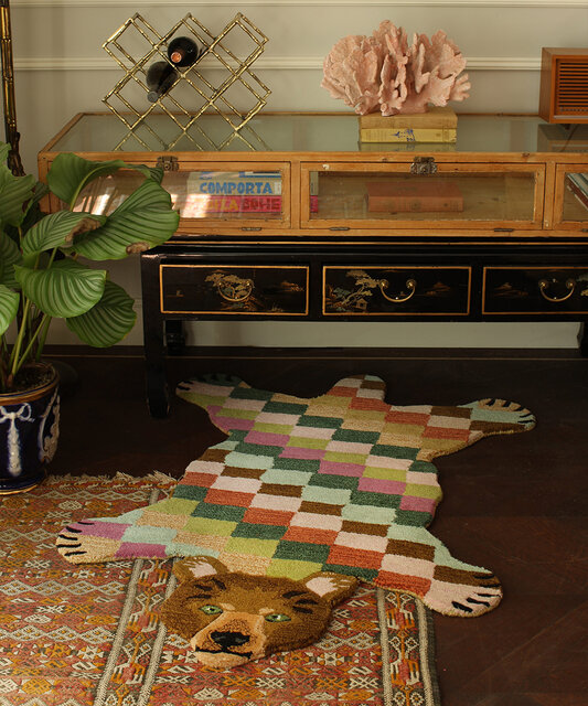 Doing Goods Archie check bear rug L - 1.45.10.094.099.5