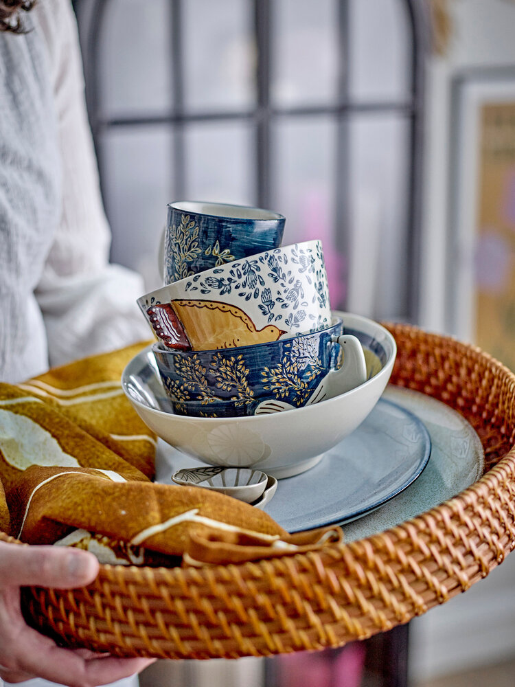 Bloomingville Hezha schalen blauw set van 6 stuks - 82060829 Bloomingville Hezha schalen blauw set van 6 stuks - 82060829