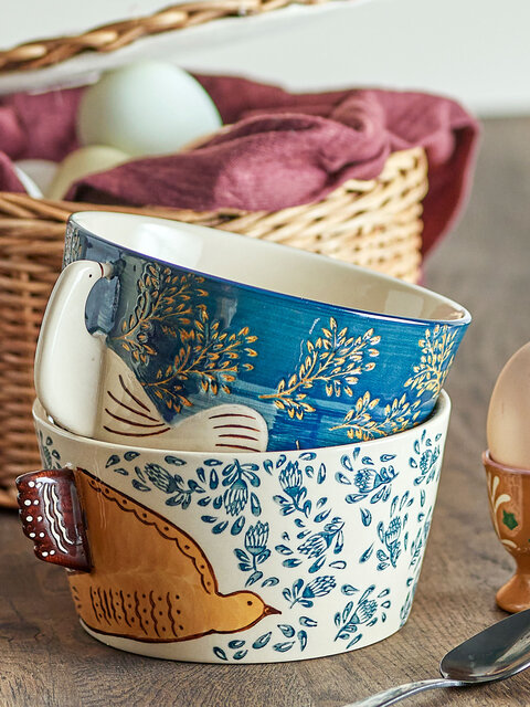 Bloomingville Hezha schalen blauw set van 6 stuks - 82060829 Bloomingville Hezha schalen blauw set van 6 stuks - 82060829