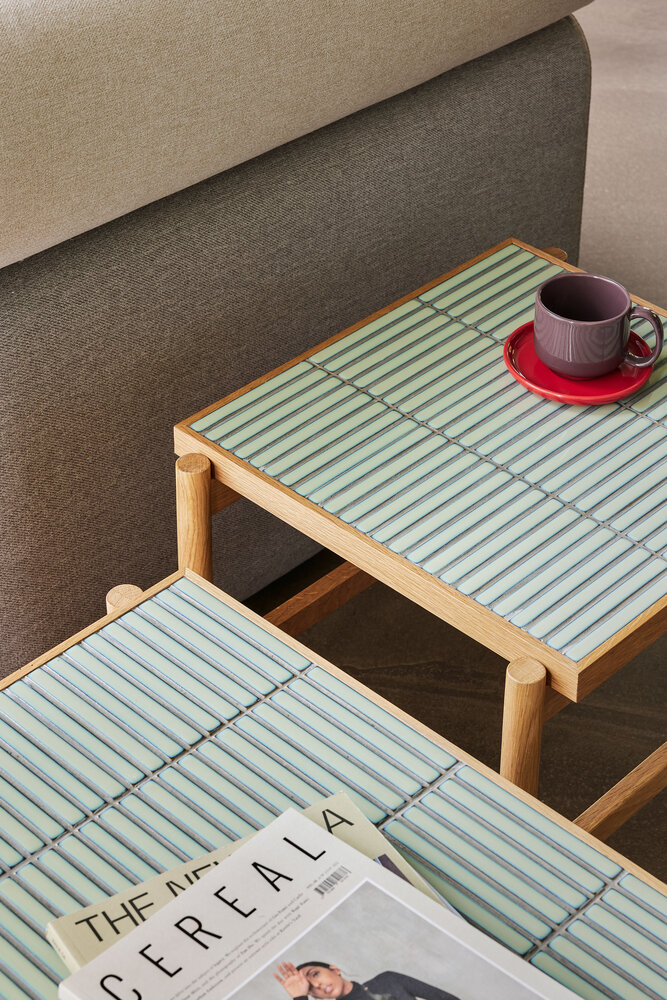 Hubsch Tile bijzettafel mint/naturel - 881933