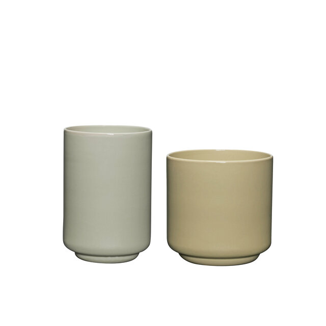 Hubsch Deux Pots Blumentöpfe/Vasen hellgrün/sand - 211911