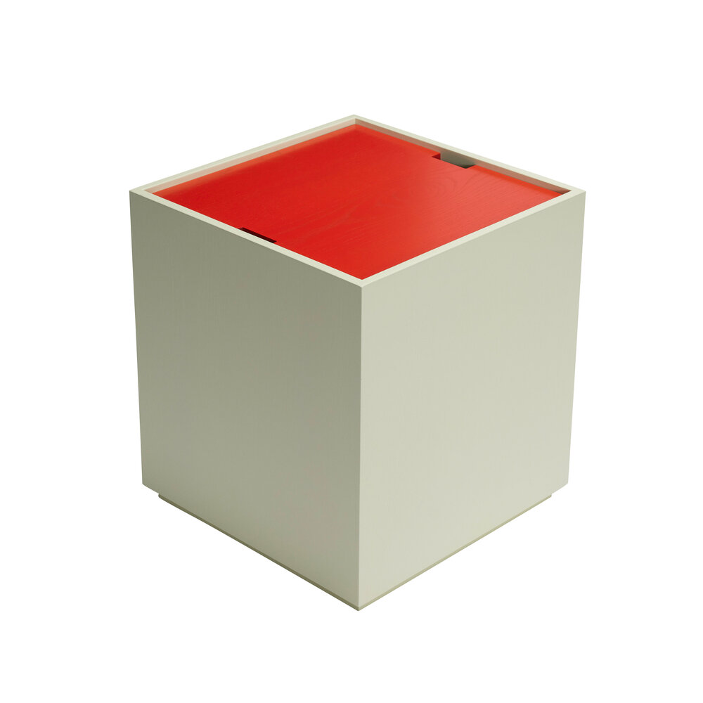 Hubsch Mesa auxiliar/caja de almacenamiento Vault verde claro/rojo - 021910 Hubsch Mesa auxiliar/caja de almacenamiento Vault verde claro/rojo - 021910