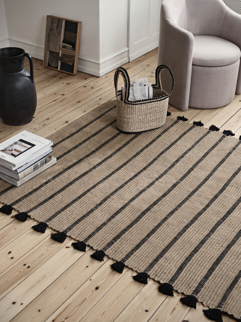 Broste Copenhagen Tapis Ezra naturel/noir 140x200cm - 71110389