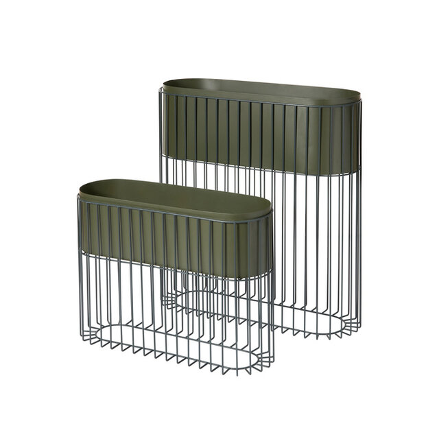 Broste Copenhagen Jardinière Fenja sur standard vert lot de 2 pièces - 71178247