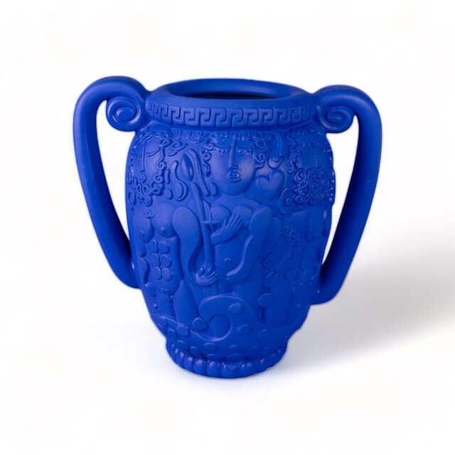 Seletti Jarrón anfora de terracota magna graecia azul - 11522B