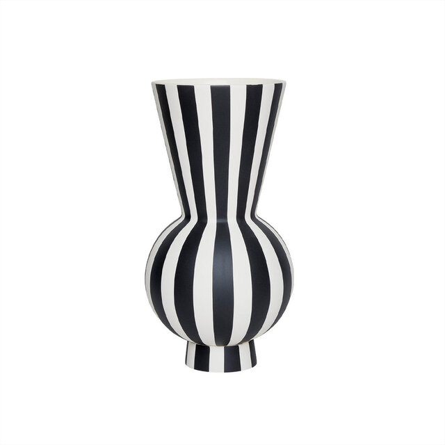 OYOY Toppu Vase rund weiß/schwarz - L301173 OYOY Toppu Vase rund weiß/schwarz - L301173