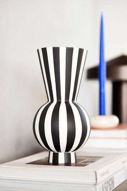 OYOY Toppu vaas rond wit/zwart - L301173