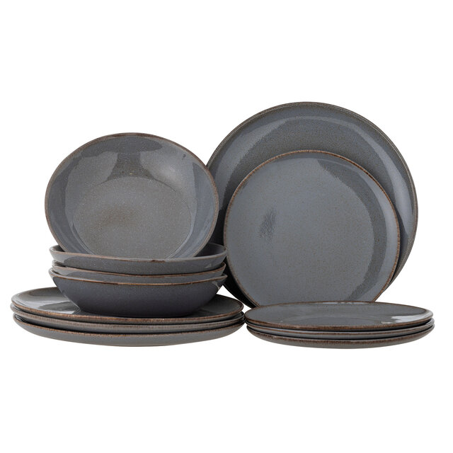 Bloomingville Sandrine vajilla 12 piezas gris - 82068324
