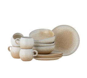 Bloomingville Paula ontbijt servies set van 12 stuks naturel