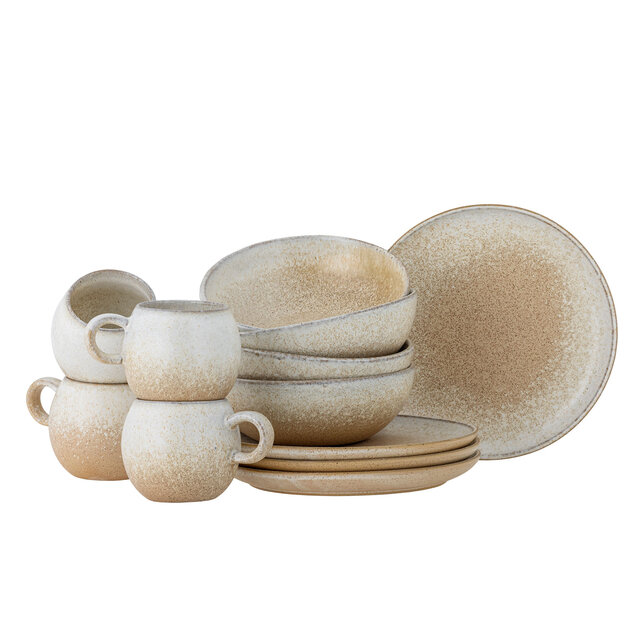 Bloomingville Paula ontbijt servies set van 12 stuks naturel - 82060941