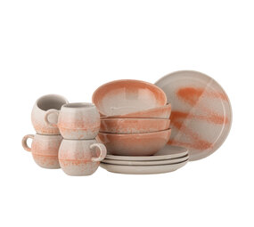 Bloomingville Paula ontbijt servies set van 12 stuks oranje