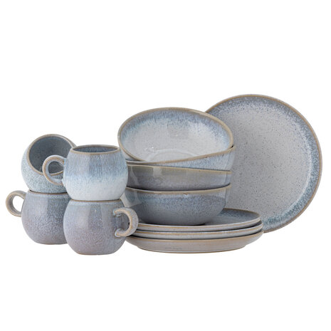 Bloomingville Paula breakfast tableware set of 12 pieces blue LIVING AND CO