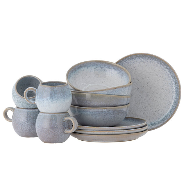 Bloomingville Paula ontbijt servies set van 12 stuks blauw - 82061529