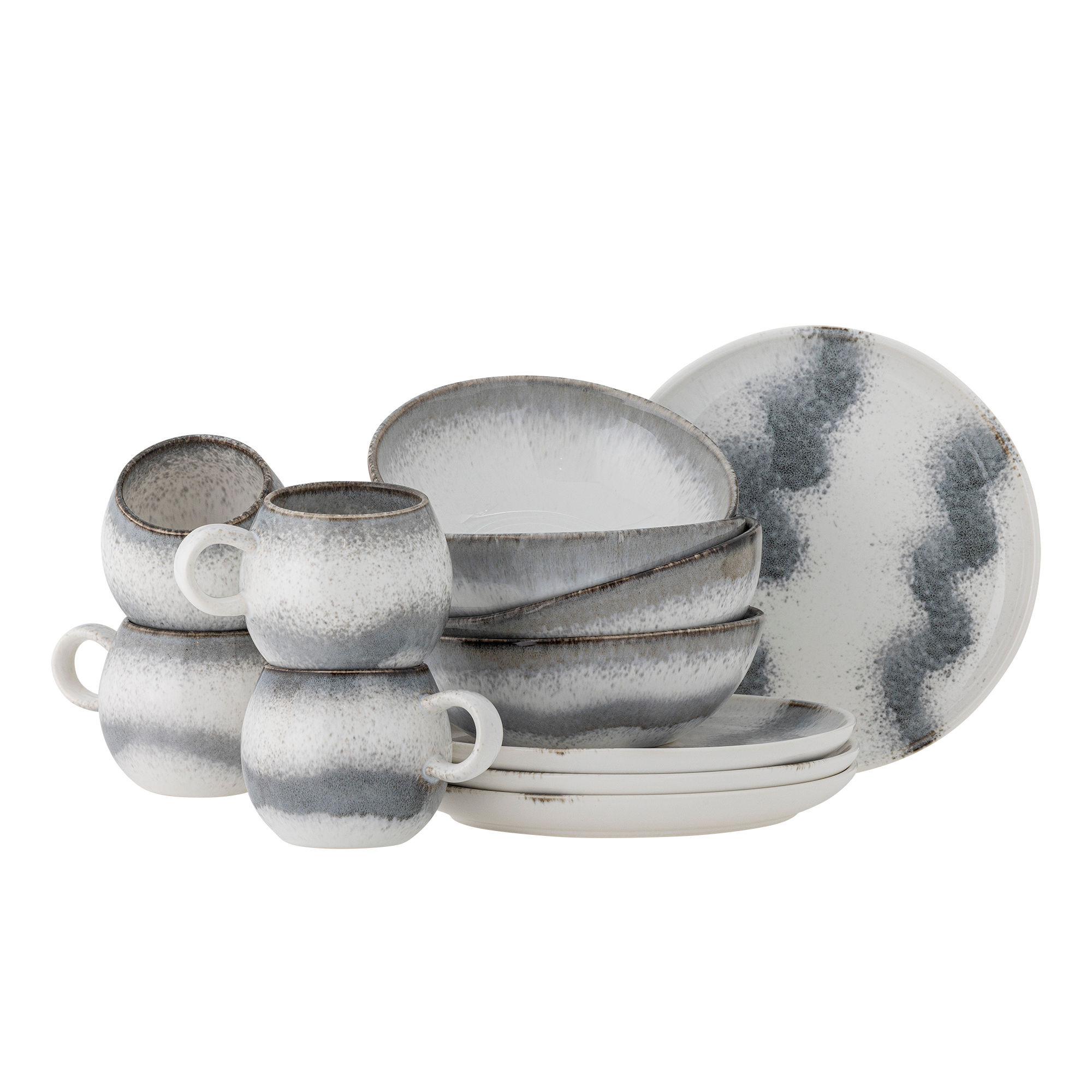 Bloomingville Paula service de table petit déjeuner 12 pièces gris - 82061530
