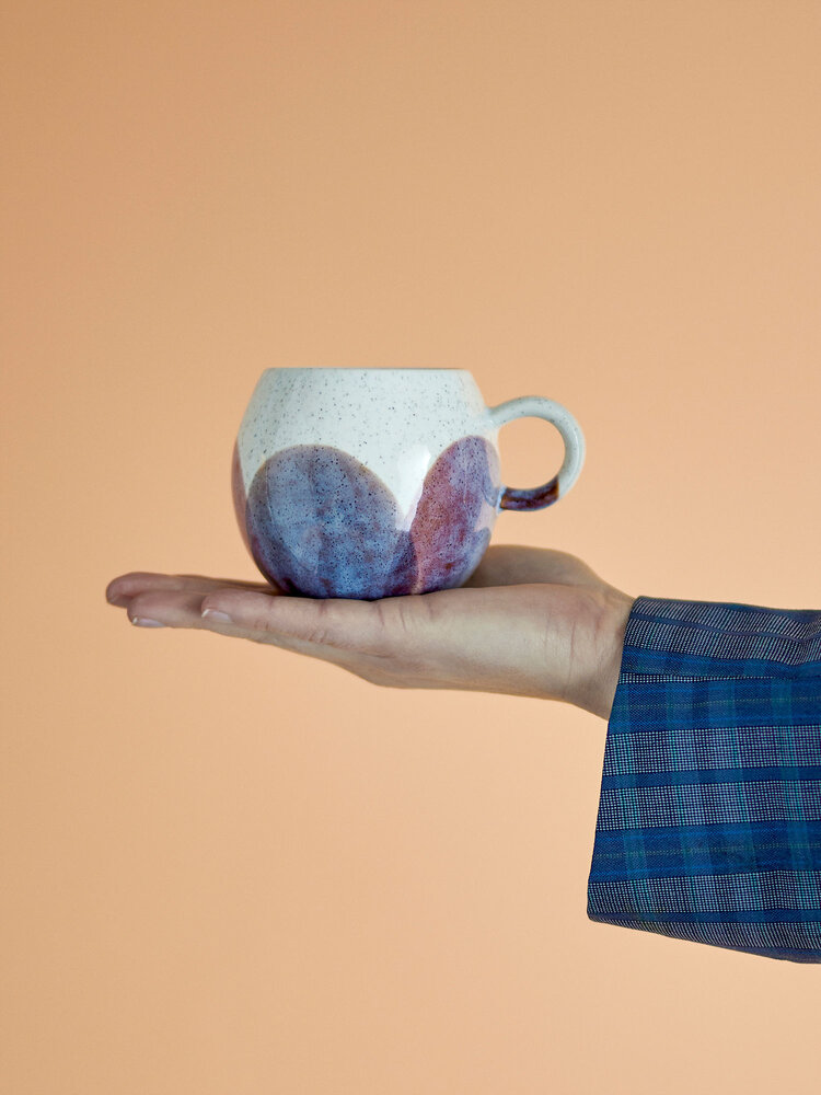 Bloomingville Paula mugs brown/blue set of 4 pieces