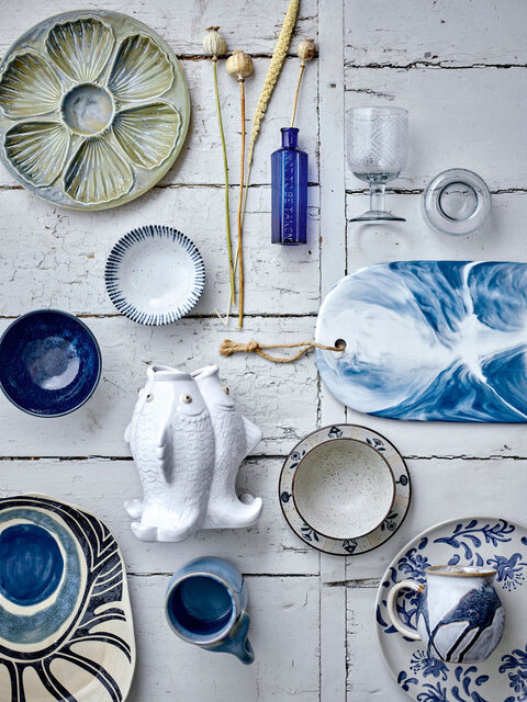 Bloomingville Alicia mokken blauw set van 6 stuks - 82061446 Bloomingville Alicia mokken blauw set van 6 stuks - 82061446