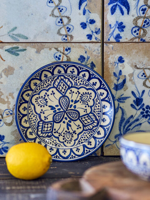 Bloomingville Karlie tallerkener Ø19cm blå sett med 6 stk - 82068290