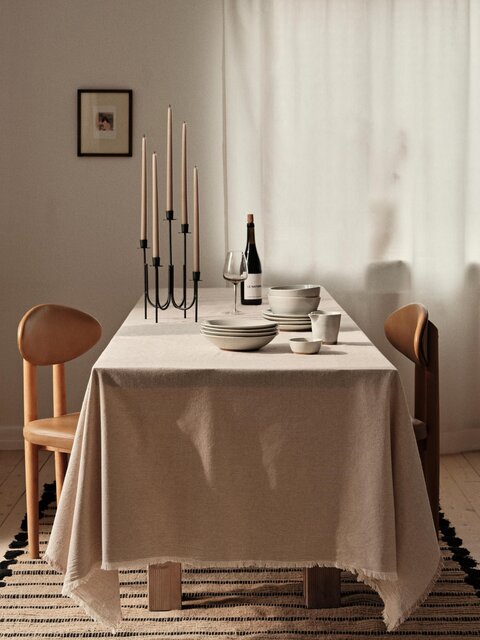Broste Copenhagen Elouise tafelkleed grijs/gebroken wit 160x200cm - 71210356