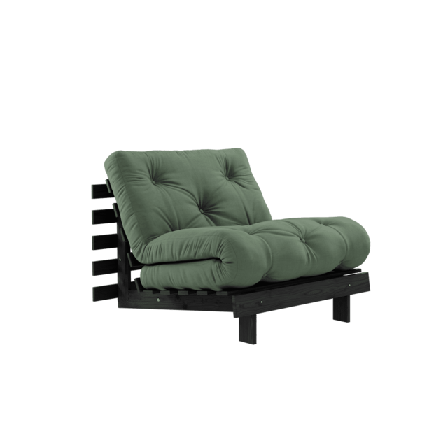Karup Design Roots 90 (sovende) lenestol svart natt/olivengrønn - 123402756090