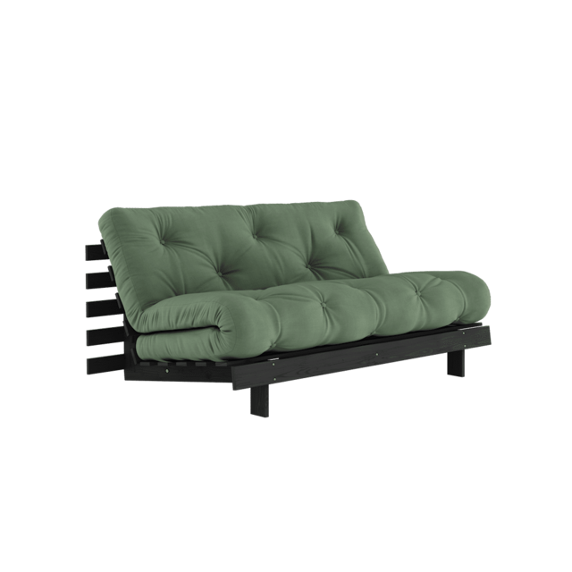 Karup Design Canapé Roots 160 (couchage) noir nuit/vert olive - 123402756160