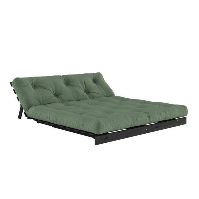Karup Design Canapé Roots 160 (couchage) noir nuit/vert olive - 123402756160