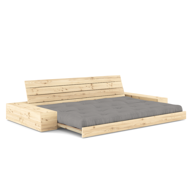 Karup Design Base (sove) sofa naturtræ/grå med sidebokse - 1371017464