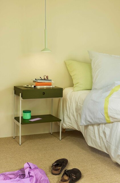 Hubsch Noir bedside table green/off white - 022002