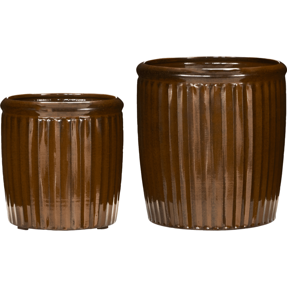 House Doctor Set di 2 fioriere Groove marroni - 210530204 House Doctor Set di 2 fioriere Groove marroni - 210530204
