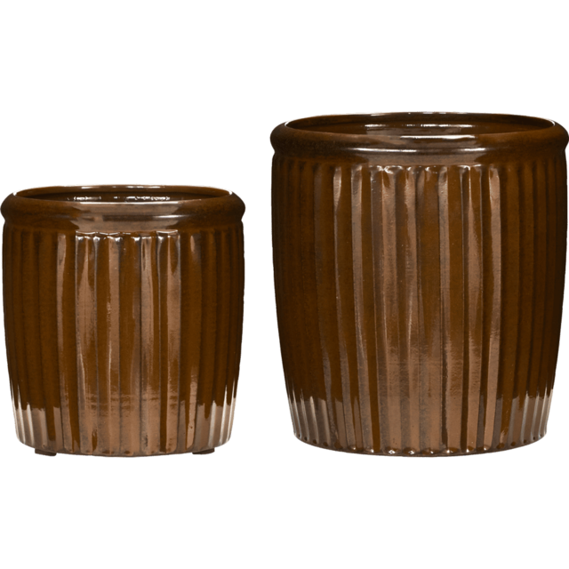 House Doctor Groove planters brown set of 2 pieces - 210530204 House Doctor Groove planters brown set of 2 pieces - 210530204