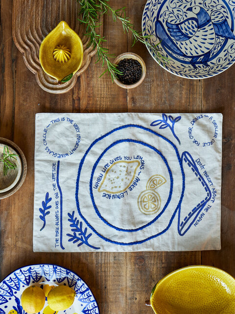 Bloomingville Limone placemat set van 6 stuks - 82062680