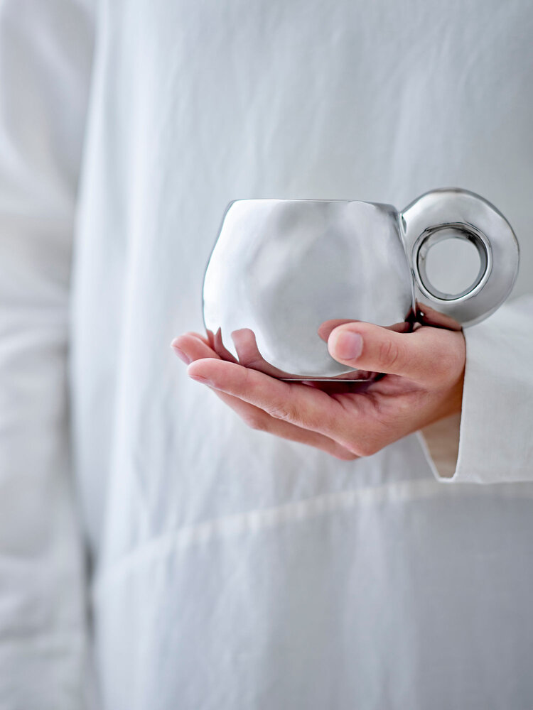 Bloomingville Shine mokken zilver set van 6 stuks - 82062639 Bloomingville Shine mokken zilver set van 6 stuks - 82062639