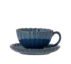 Bloomingville Juego de tazas y platillos latinas azules de 6 piezas Bloomingville Juego de tazas y platillos latinas azules de 6 piezas