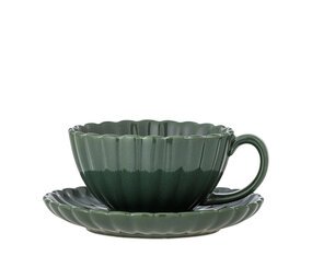 Bloomingville Juego de tazas y platillos Latina verde de 6 piezas Bloomingville Juego de tazas y platillos Latina verde de 6 piezas