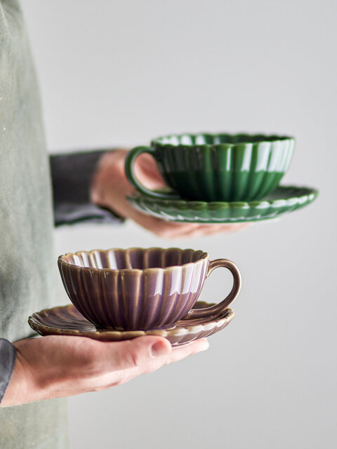 Bloomingville Juego de tazas y platillos Latina verde (6 piezas) - 82061908