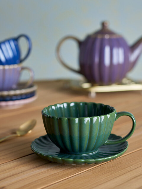 Bloomingville Ensemble de 6 tasses et soucoupes Latina vertes - 82061908 Bloomingville Ensemble de 6 tasses et soucoupes Latina vertes - 82061908