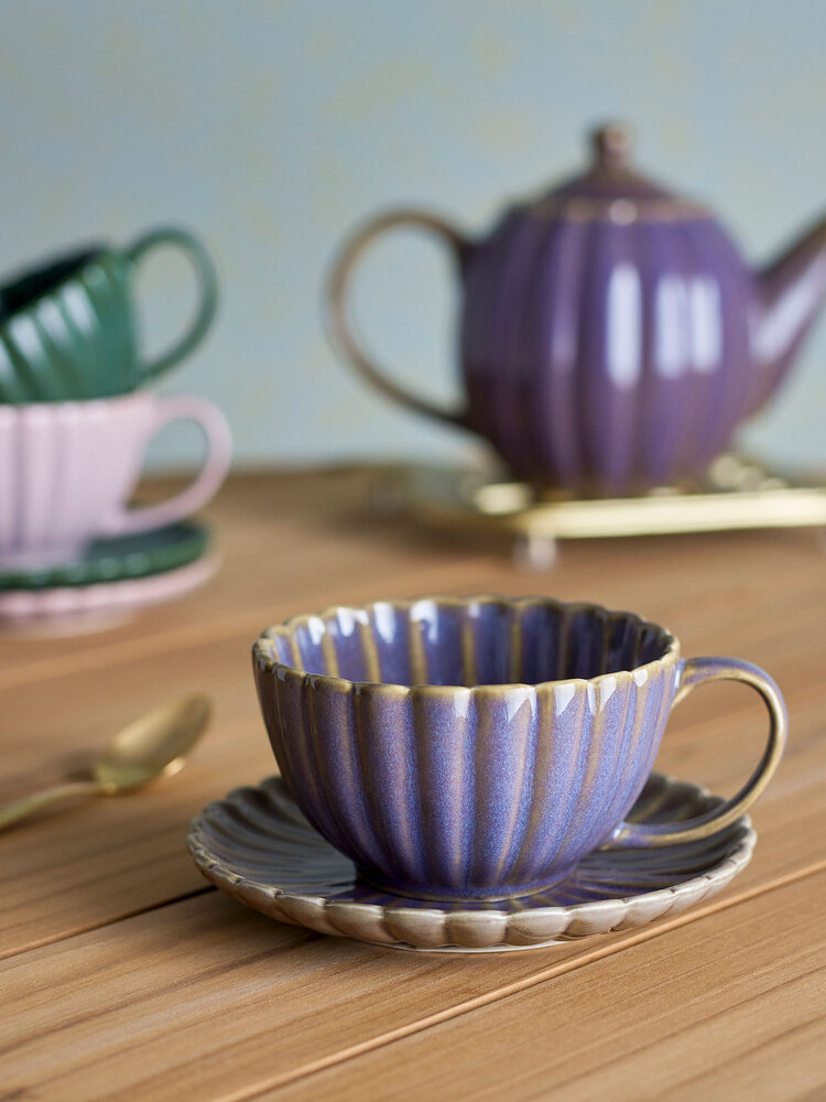 Bloomingville Latina cups and saucers purple set of 6 pieces - 82061907