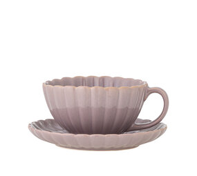 Bloomingville Juego de 6 tazas y platillos latinas color rosa