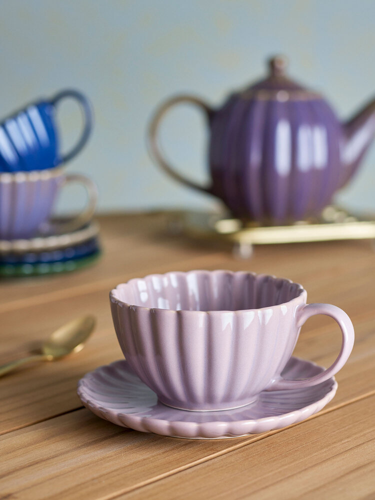 Bloomingville Latina cups and saucers pink set of 6 pieces - 82061906 Bloomingville Latina cups and saucers pink set of 6 pieces - 82061906