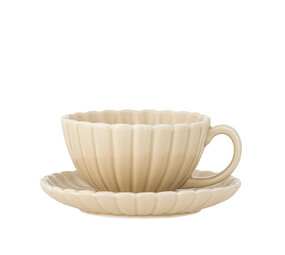 Bloomingville Juego de tazas y platillos latinas naturales de 6 piezas Bloomingville Juego de tazas y platillos latinas naturales de 6 piezas