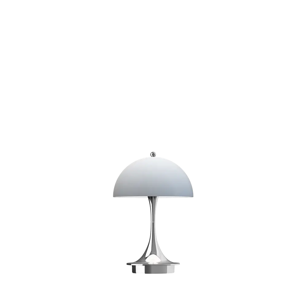 Louis Poulsen Lámpara de mesa portátil Panthella 160 cromo azul ópalo gris - 5744171449 Louis Poulsen Lámpara de mesa portátil Panthella 160 cromo azul ópalo gris - 5744171449