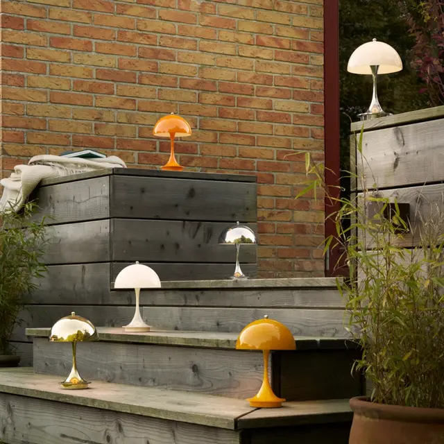 Louis Poulsen Panthella 160 bärbar bordslampa krom opal beige - 5744171481