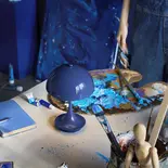 Louis Poulsen Panthella 160 tragbare Tischleuchte opak indigoblau - 5744171520