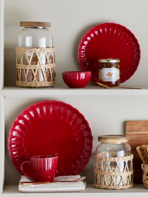 Bloomingville Latina borden Ø20cm rood set van 6 stuks - 82061930