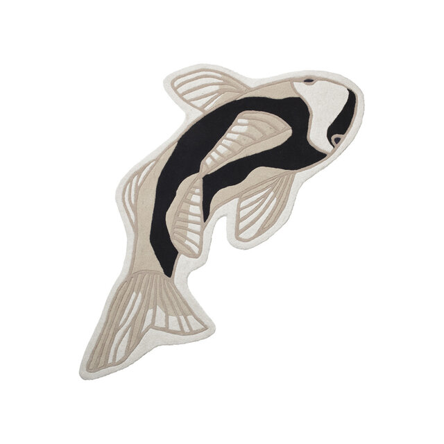 Broste Copenhagen Alfombra Koi negra/beige - 71110398