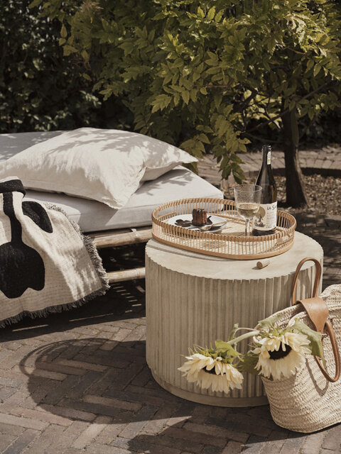 Broste Copenhagen Podio Rillo Ø56x42cm beige antico - 14469068