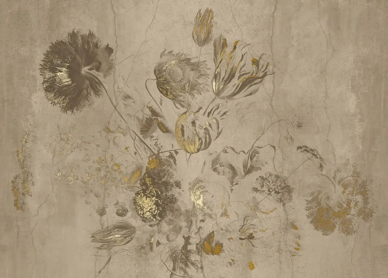 KEK Amsterdam Fresco Flowers Tapete FU-052 - 292,2x280cm gold/beige KEK Amsterdam Fresco Flowers Tapete FU-052 - 292,2x280cm gold/beige