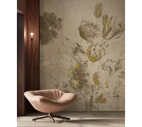 KEK Amsterdam Fresco Flowers Tapete FU-053 - 389,6x280cm gold/beige