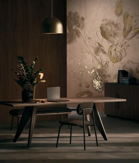 KEK Amsterdam Fresco Flowers tapet FU-054 - 194,8x280cm guld/nøgen