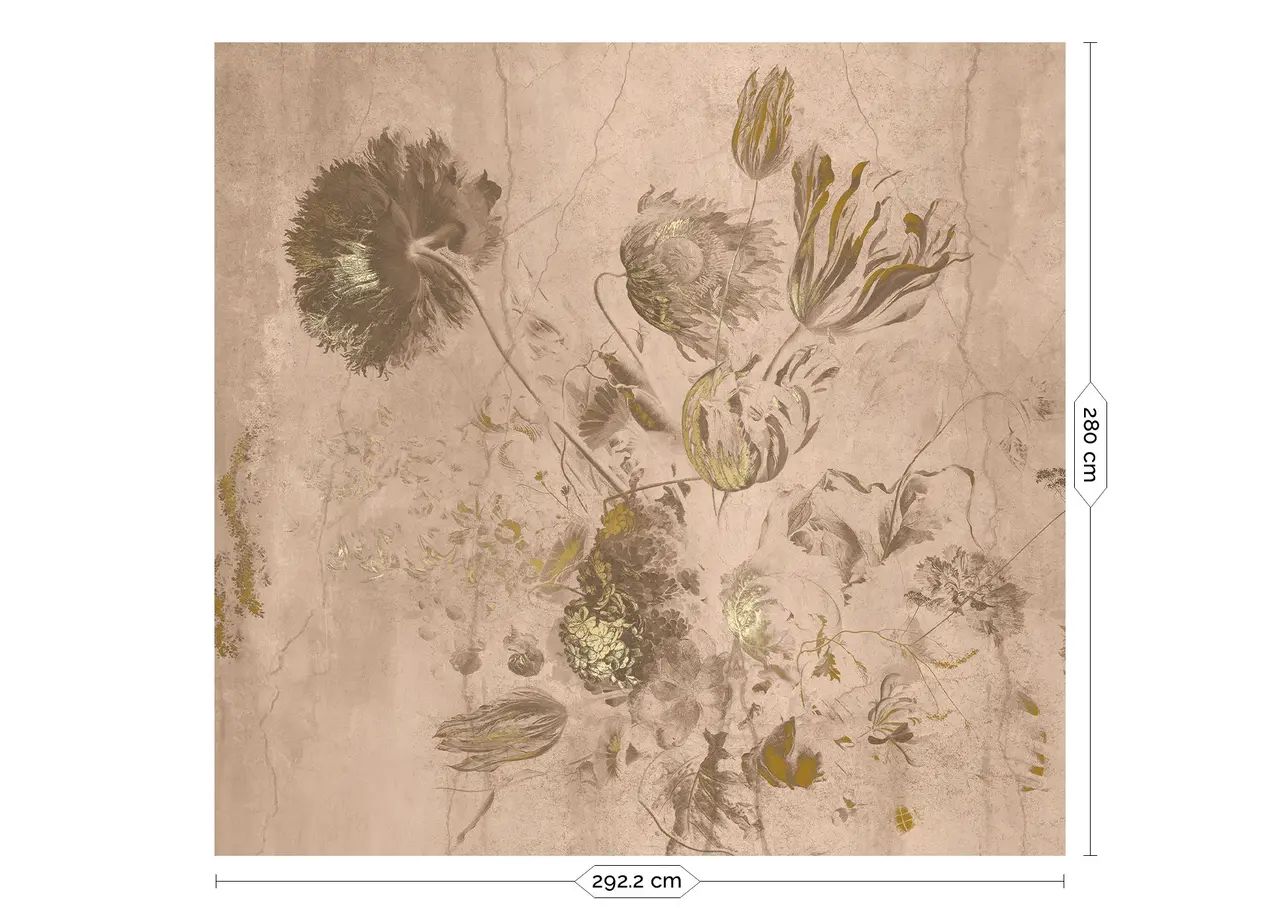KEK Amsterdam Papier peint Fresco Flowers FU-055 - 292,2x280cm or/nude KEK Amsterdam Papier peint Fresco Flowers FU-055 - 292,2x280cm or/nude