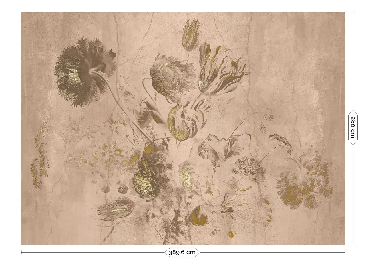 KEK Amsterdam Fresco Flowers tapet FU-056 - 389,6x280cm guld/nøgen KEK Amsterdam Fresco Flowers tapet FU-056 - 389,6x280cm guld/nøgen